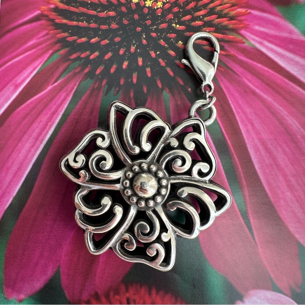 Brighton Silver Plated Flower Bag Charm